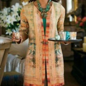 Soft Surroundings Woman XL Label Noir Oushak Tapestry Long Sleeve Cardigan EUC